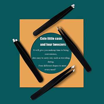LUDOUPIER Premium Tweezers Set with Travel Case