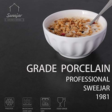 Elegant Sweejar Ceramic Fluted Bowls Set of 6 for Dining