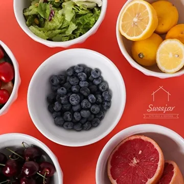 Elegant Sweejar Ceramic Fluted Bowls Set of 6 for Dining