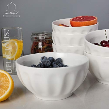 Elegant Sweejar Ceramic Fluted Bowls Set of 6 for Dining