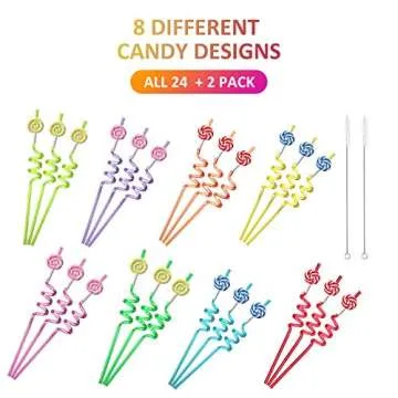 Candyland Reusable Straws - Colorful Party Favors for Kids