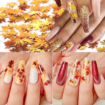EBANKU 12 Colors Fall Leaves Nail Glitter for Art