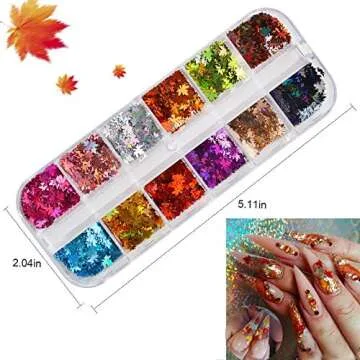 EBANKU 12 Colors Fall Leaves Nail Glitter for Art