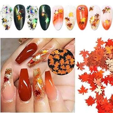 EBANKU 12 Colors Fall Leaves Nail Glitter for Art