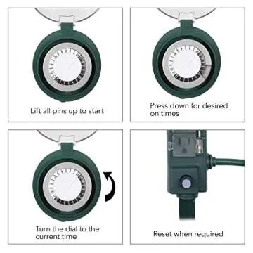 BN-LINK Outdoor Power Strip with Programmable Mechanical Timer and Yard Stake, 6 Grounded Outlets - 6 ft Cord, Weatherproof for Outdoor Lamps Lights Ponds Christmas Lights 1875W/15A ETL Listed