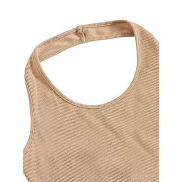 SweatyRocks Women's 2 Pack Basic Rib Knit Crop Halter Top Sleeveless Vest Multicoloured S