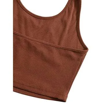 SweatyRocks Women's 2 Pack Basic Rib Knit Crop Halter Top Sleeveless Vest Multicoloured S