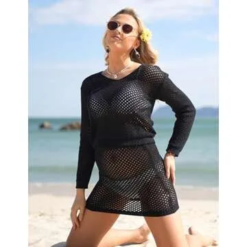 AI'MAGE Women's Swimsuits Cover Ups Crochet Pullover Top and Skirt Bikini Coverup Sexy Beach Swimwear