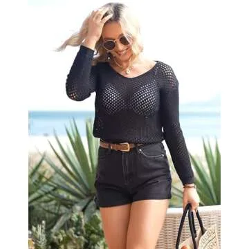 AI'MAGE Women's Swimsuits Cover Ups Crochet Pullover Top and Skirt Bikini Coverup Sexy Beach Swimwear