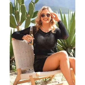 AI'MAGE Women's Swimsuits Cover Ups Crochet Pullover Top and Skirt Bikini Coverup Sexy Beach Swimwear