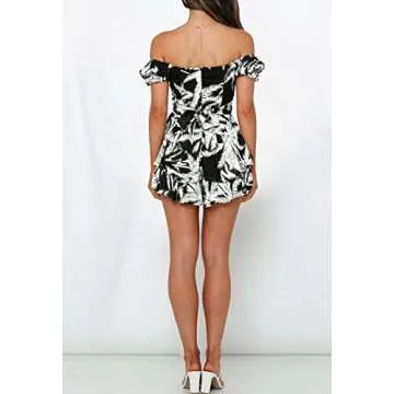 Fixmatti Tropical Playsuit Off Shoulder Jumpsuit