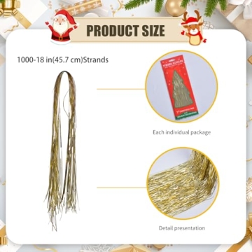 YUKL Gold Tinsel Icicles 4000 Strands 18 Inch Decor