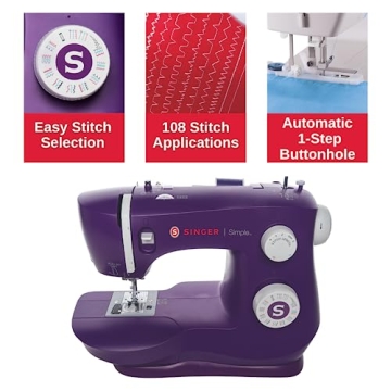 SINGER Simple 3337 Purple Sewing Machine with 108 Stitches