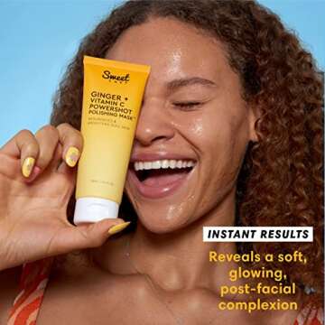 Sweet Chef Ginger + Vitamin C Powershot Polishing Mask - Brightening Face Mask for Dark Spots & Uneven Skin Tone + Maca, Rice Powders & AHA Face Exfoliant & Resurfacing Formula (3.4oz)