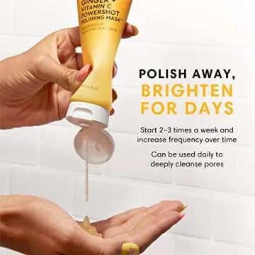 Sweet Chef Ginger + Vitamin C Powershot Polishing Mask - Brightening Face Mask for Dark Spots & Uneven Skin Tone + Maca, Rice Powders & AHA Face Exfoliant & Resurfacing Formula (3.4oz)