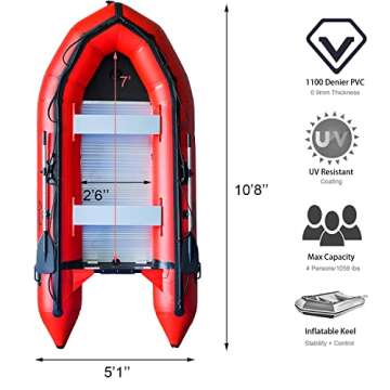 Seangles Inflatable Dinghy Boat with Aluminum Floor and Aluminum Transom - Inflatable Boat for Adults Heavy Duty - USCG Approved