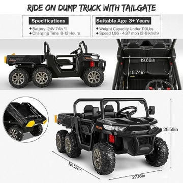 Hikole Electric Dump Truck for Kids Age 3-8