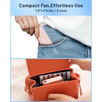 SWEETFULL Portable Handheld Mini Fan with LED Display, 2-in-1 Personal Foldable USB Rechargeable Hand Held Fan & Flashlight for Travel, Lash Eyelash, Cute Small Pocket Fan for Women, Girls
