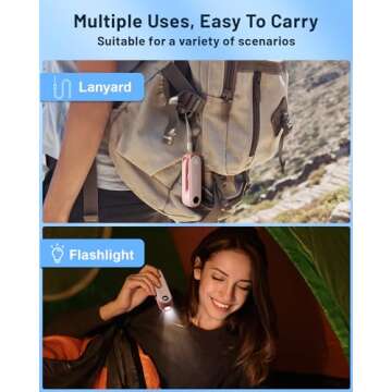 SWEETFULL Portable Handheld Mini Fan with LED Display, 2-in-1 Personal Foldable USB Rechargeable Hand Held Fan & Flashlight for Travel, Lash Eyelash, Cute Small Pocket Fan for Women, Girls