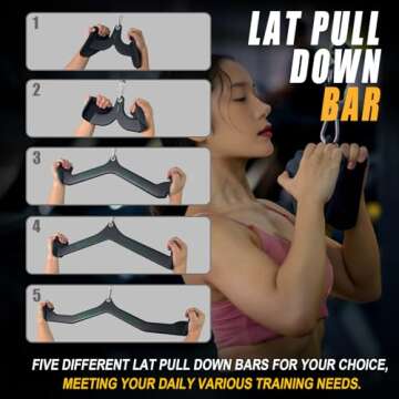 Home Gym Fitness Rowing T-bar V-bar Pulley Cable Machine Attachments, Bicep Curl Tricep LAT Pulldown Bar Back Strength Training Handle Grips LAT Pull Down Bar Press Down Exercises