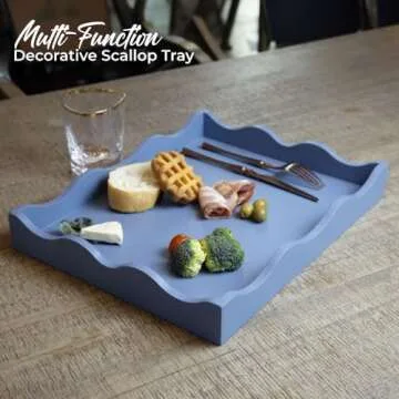 KOLURAFUL Stylish Scallop Serving Tray for Home Decor