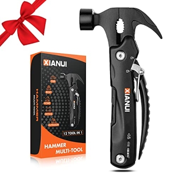 Gifts for Men, Stocking Stuffers for Men, Camping Survival Gear Multitool Hammer 12in1, Mens Gifts f...
