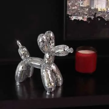 Reimagine Discovery Disco Dog, Maximalist Balloon Dog Statue for Dog Mom & Dog Dad, Aesthetic Disco Ball Decor, Preppy Apartment Home Decor, Cute Room Decor & Gifts for Dog Lovers