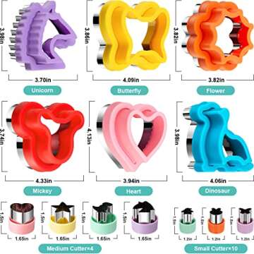 48Pcs Sandwich Cutter and Sealer Set for Kids, Decruster Sandwich Maker Holiday Cookie Cutters Fruit...