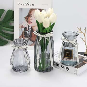 BIGIVACA Modern Glass Vase Set for Home Decor and Weddings