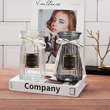 BIGIVACA Modern Glass Vase Set for Home Decor and Weddings