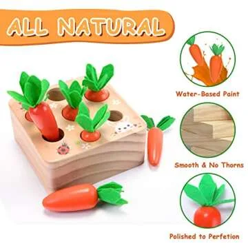 Montessori Wooden Carrots Harvest Educational Toy for Kids