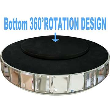 Wocred Round Rotary Tray,Super Gorgeous Kitchen Tray with Rotating Bearing,Jewelry Organizer Decorative Tray for Dresser,Coffee Table,Bedroom Ottoman(12”x12”x2.5”)