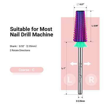 MelodySusie 5-in-1 Nail Drill Bits for Professionals and Home Users