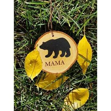 Mama Bear Christmas tree ornament made from NH Birch Tree wood slices.PERSONALIZE IT!