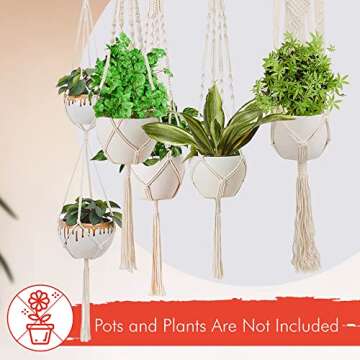 Macrame Plant Hangers Indoor Macrame Hanging Planters for Indoor Plants, 6 Pack Hanging Plant Holders Indoor Hanging, Macromay Plant Hangers for Indoor Plant Hanger, Outdoor Flower Pots Holder