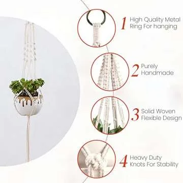 Macrame Plant Hangers 6 Pack Stylish Indoor Planters