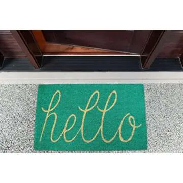 DII Hello Coir Fiber Doormat Non-Slip for All Entryways