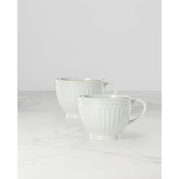 Lenox French Perle Latte Mug Set - Elegant Stoneware