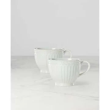 Lenox French Perle Latte Mug Set - Elegant Stoneware