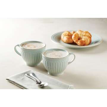 Lenox French Perle Latte Mug Set - Elegant Stoneware