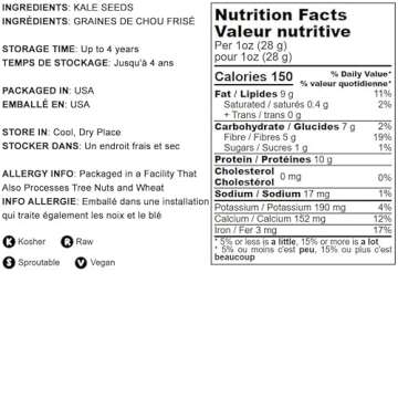 Food to Live Kale Seeds, 3 Pounds – Great for Sprouting and Planting, High Germination Rate, Non-Irradiated, Kosher, Vegan, Bulk, Grow Amazing Sprout, Microgreens and Plants for Salads, Sirtfood