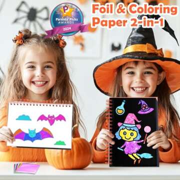 pigipigi Art Craft Activity for Kids: Fun Foil Halloween DIY Toy Kit, No Mess Creative Travel Supply...