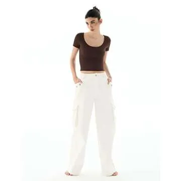 PUMIEY T Shirt for Women Short Sleeve Slim Fit Tops Scoop Neck Sexy Tee Women Clothing Tiramisu Small