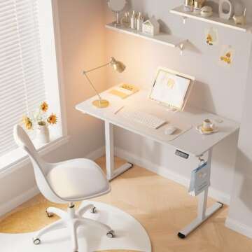 MOUNTUP Height Adjustable Electric Standing Desk Whole-Piece, 48 x 24 Inches Quick Assembly Sit Stan...