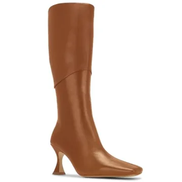 Coutgo Women's Kitten Heel Knee High Boots - Stylish & Comfortable Wide Calf Square Toe Faux Leather...