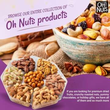 Nuts Gift Basket 7 Variety Roasted Salted Nuts Holiday Gift Basket - 1.8 LB Prime Gourmet Assortment Nuts Tray, Gift Ideas for Birthday, Anniversary, Corporate for Men and Women by Oh Nuts