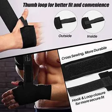 LIBERLUPUS Elastic Professional 120/180 Inch Hand Wraps for Men Women, Boxing Gloves Martial Arts Wraps with Hand & Wrist Support, Stretch Boxing Handwraps for Kickboxing Muay Thai MMA (Black, 120)