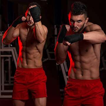 LIBERLUPUS Elastic Professional 120/180 Inch Hand Wraps for Men Women, Boxing Gloves Martial Arts Wraps with Hand & Wrist Support, Stretch Boxing Handwraps for Kickboxing Muay Thai MMA (Black, 120)