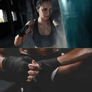 LIBERLUPUS Elastic Professional 120/180 Inch Hand Wraps for Men Women, Boxing Gloves Martial Arts Wraps with Hand & Wrist Support, Stretch Boxing Handwraps for Kickboxing Muay Thai MMA (Black, 120)