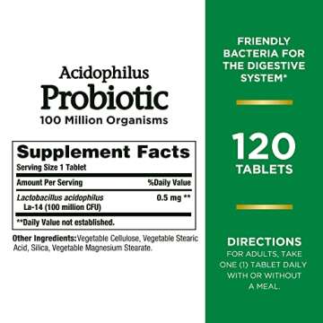 Nature's Bounty Acidophilus Probiotic, Daily Probiotic Supplement, Supports Digestive Health, 1 Pack...